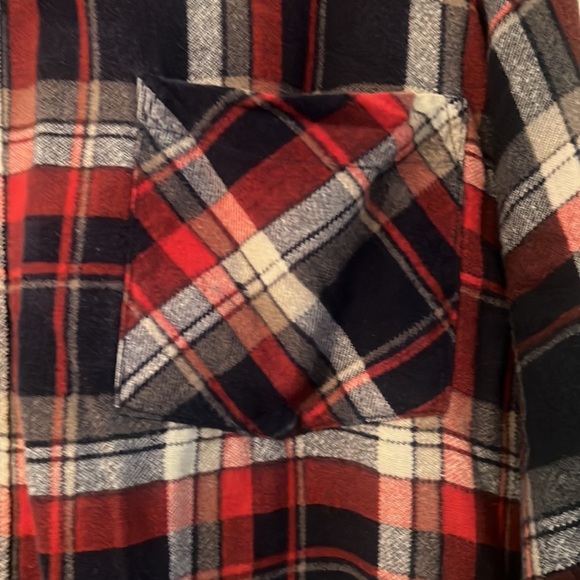Vintage Flannel Red Navy Plaid - Picture 4 of 6